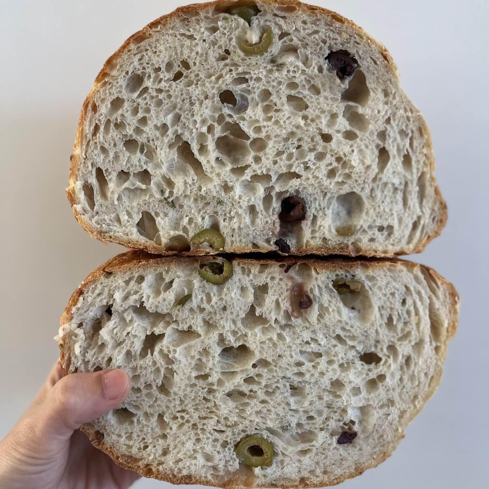 Rosemary Olive Garlic Sourdough Bread