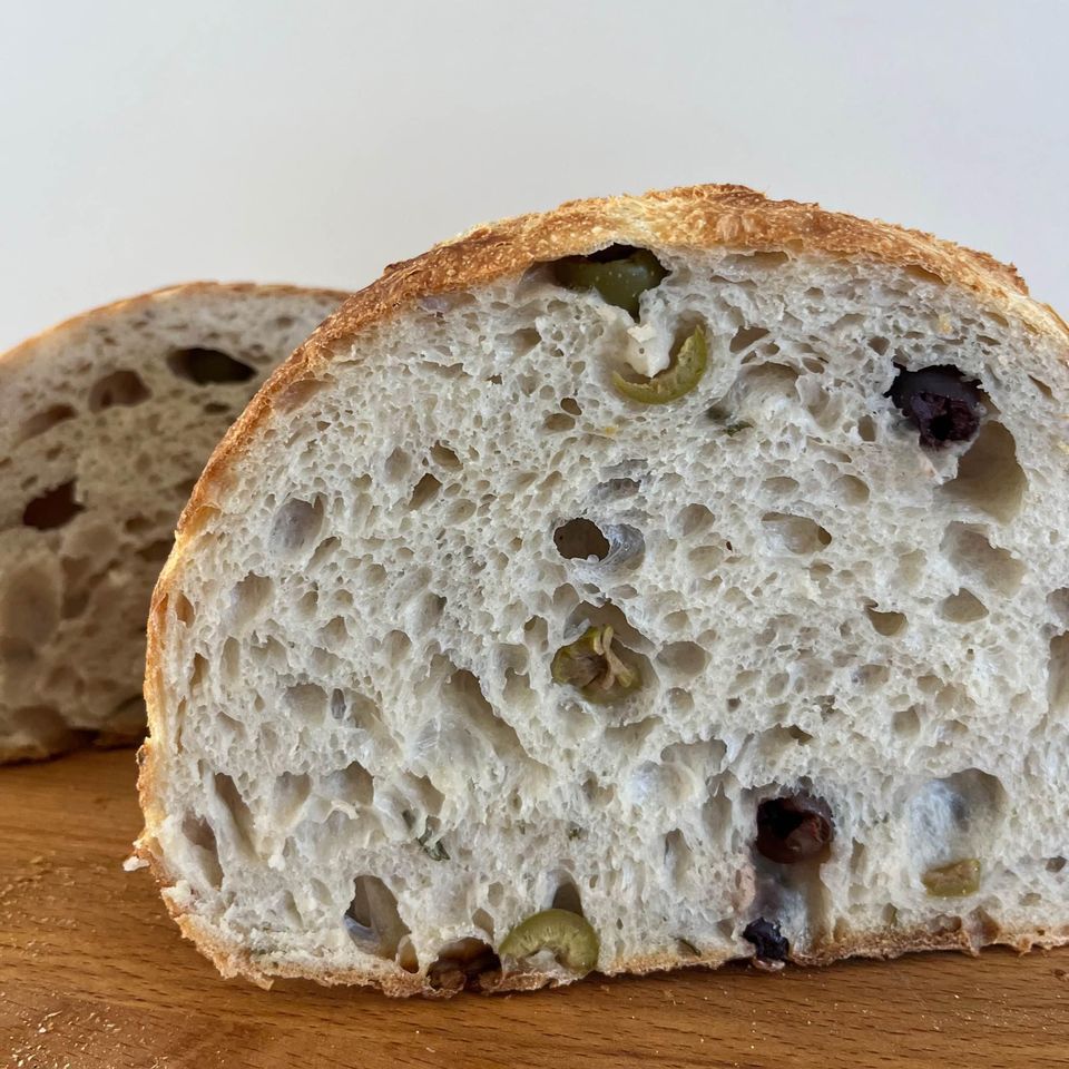 Rosemary Olive Garlic Sourdough Bread